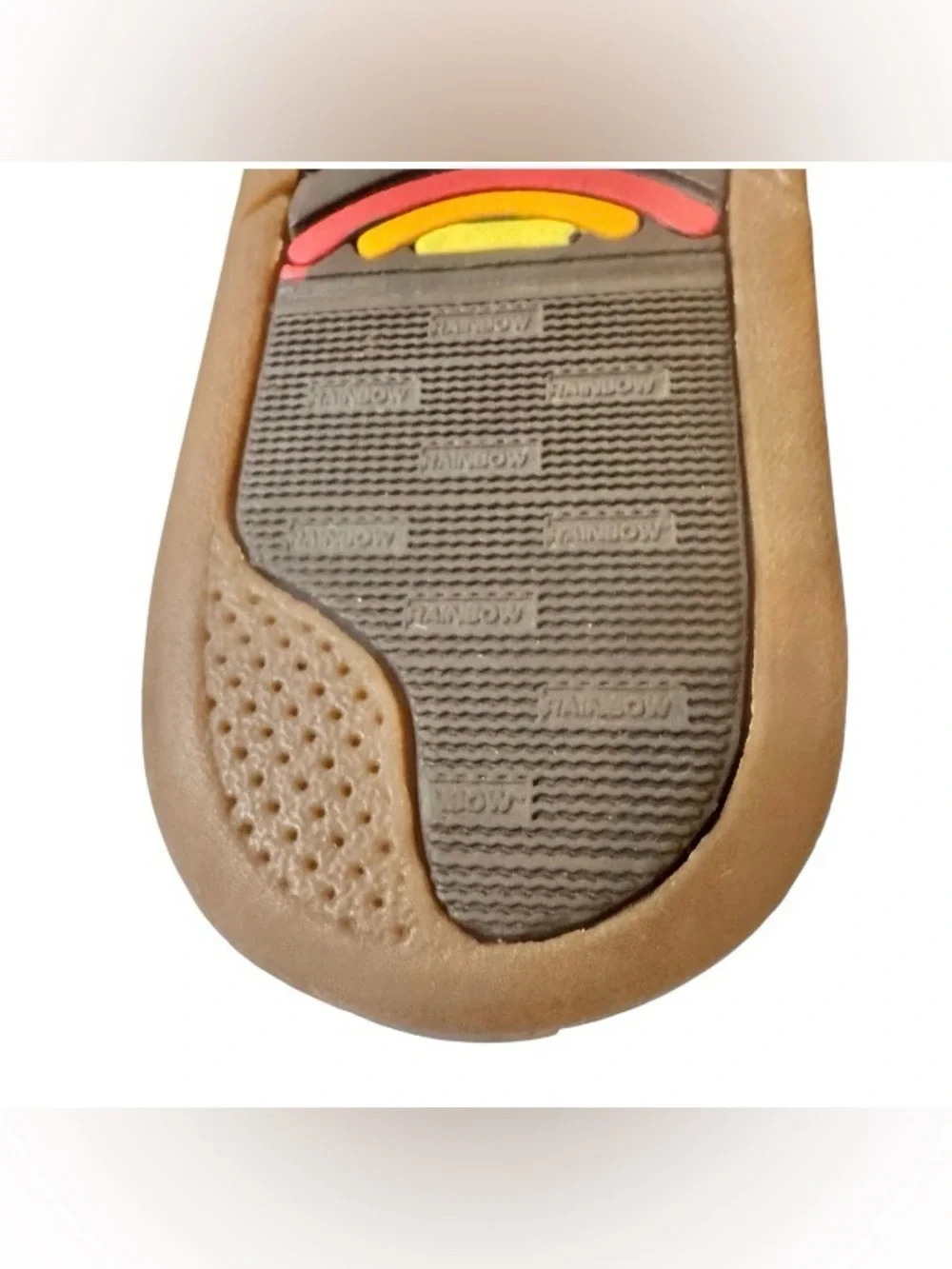 RAINBOW BROWN leather flip flops youth sandals boys girls size 4 5